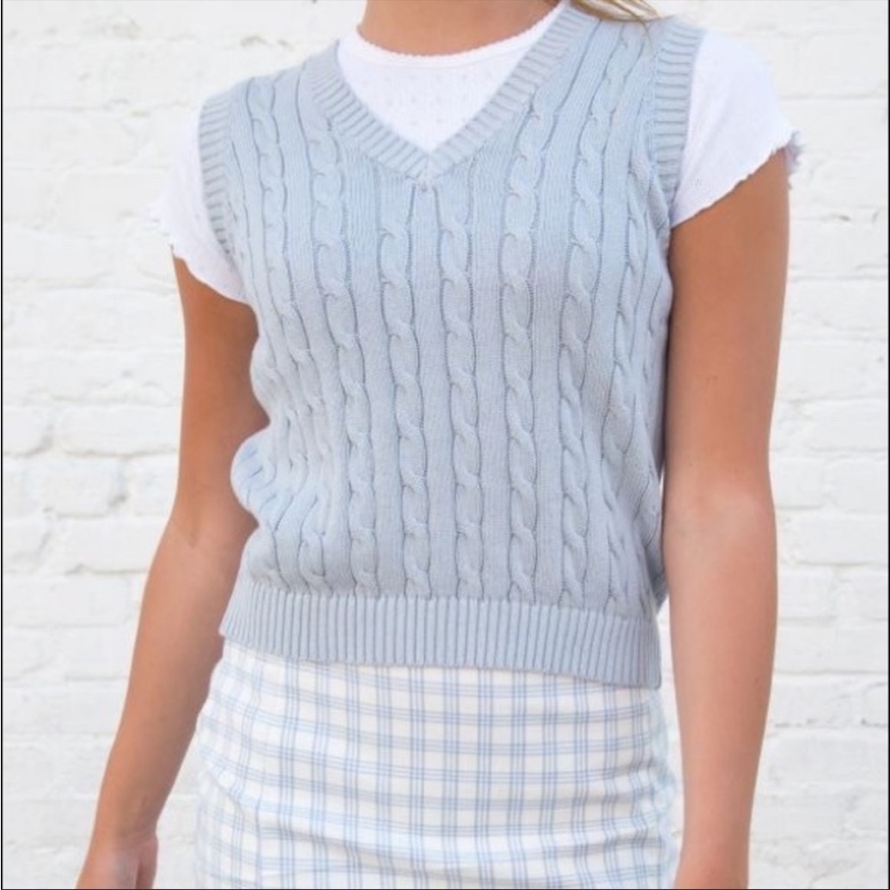 Brandy Melville Sweater Vest, Light Blue, OS
